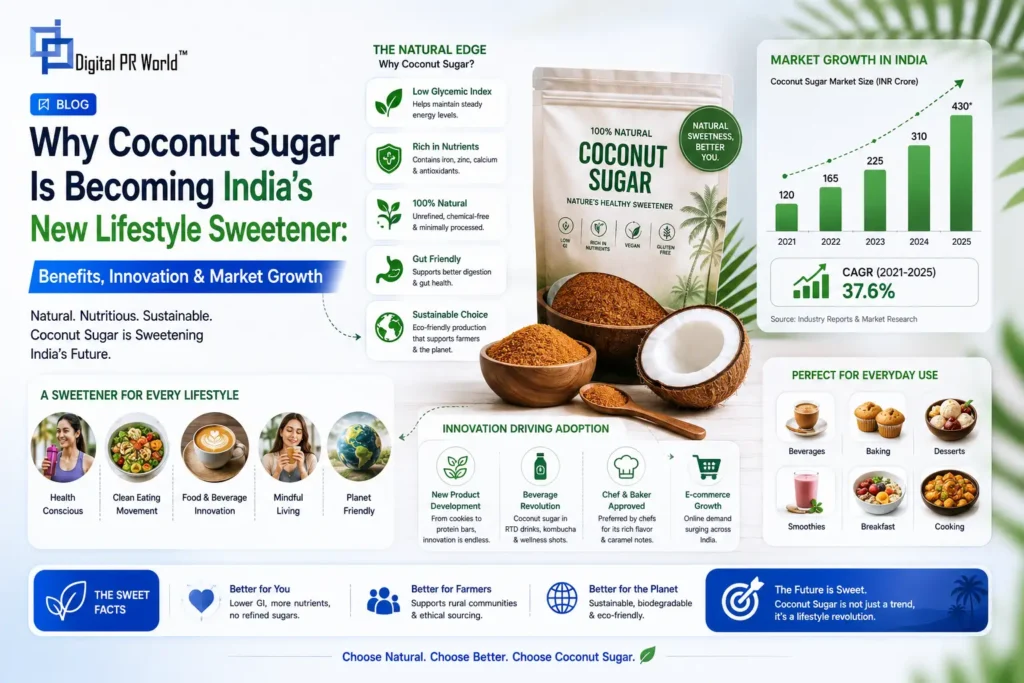 Why Coconut Sugar Is Becoming India’s New Lifestyle Sweetener: Benefits, Innovation & Market Growth